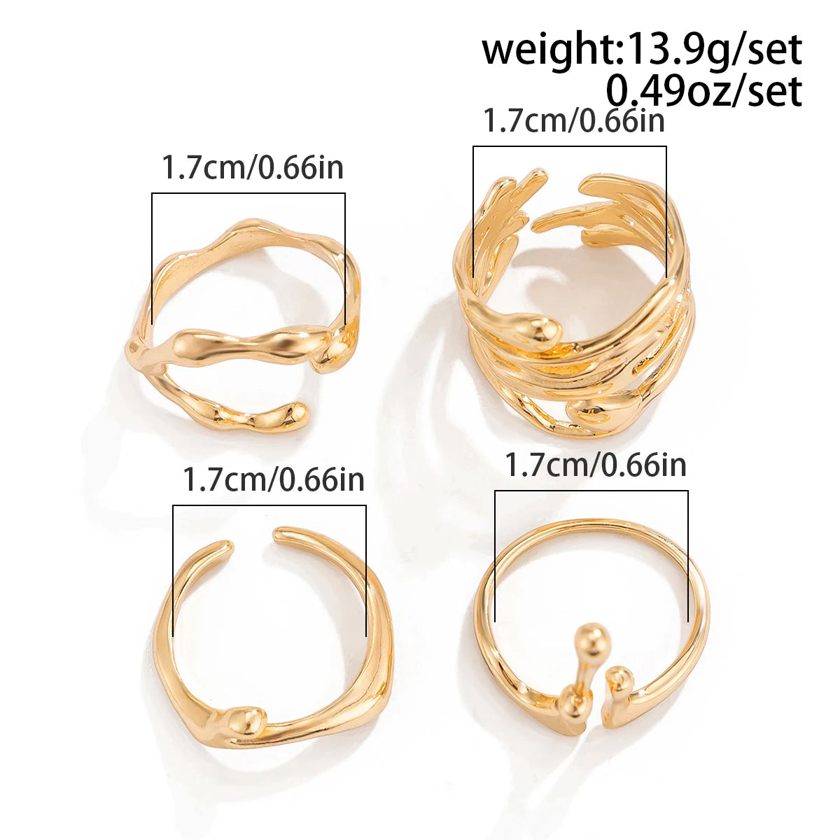 Lava Open Rings 4pcs